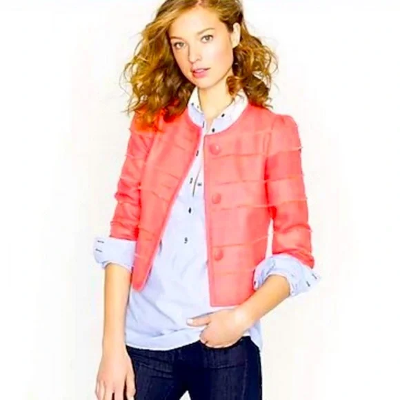 J. Crew - Frayed Cropped Jacket Blazer in Neon Rose - Picture 1 of 5